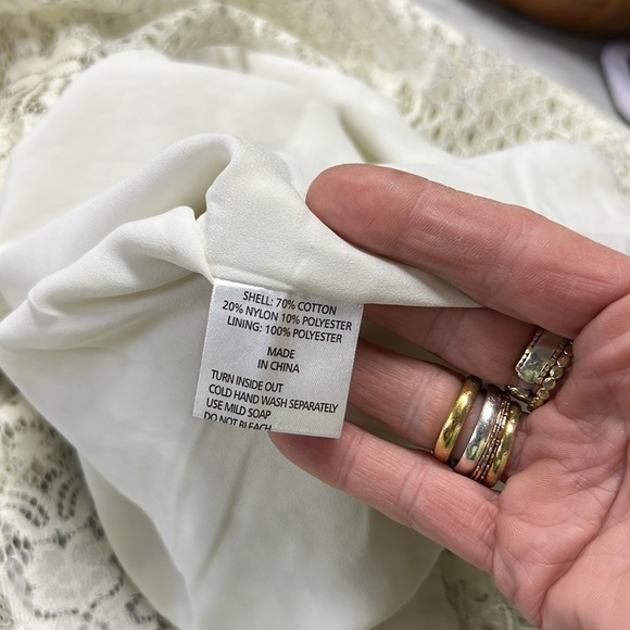 Shona Joy Cream Lace Handkerchief Hemline Midi Length Sleeveless Dress Size US8 - Picture 12 of 15